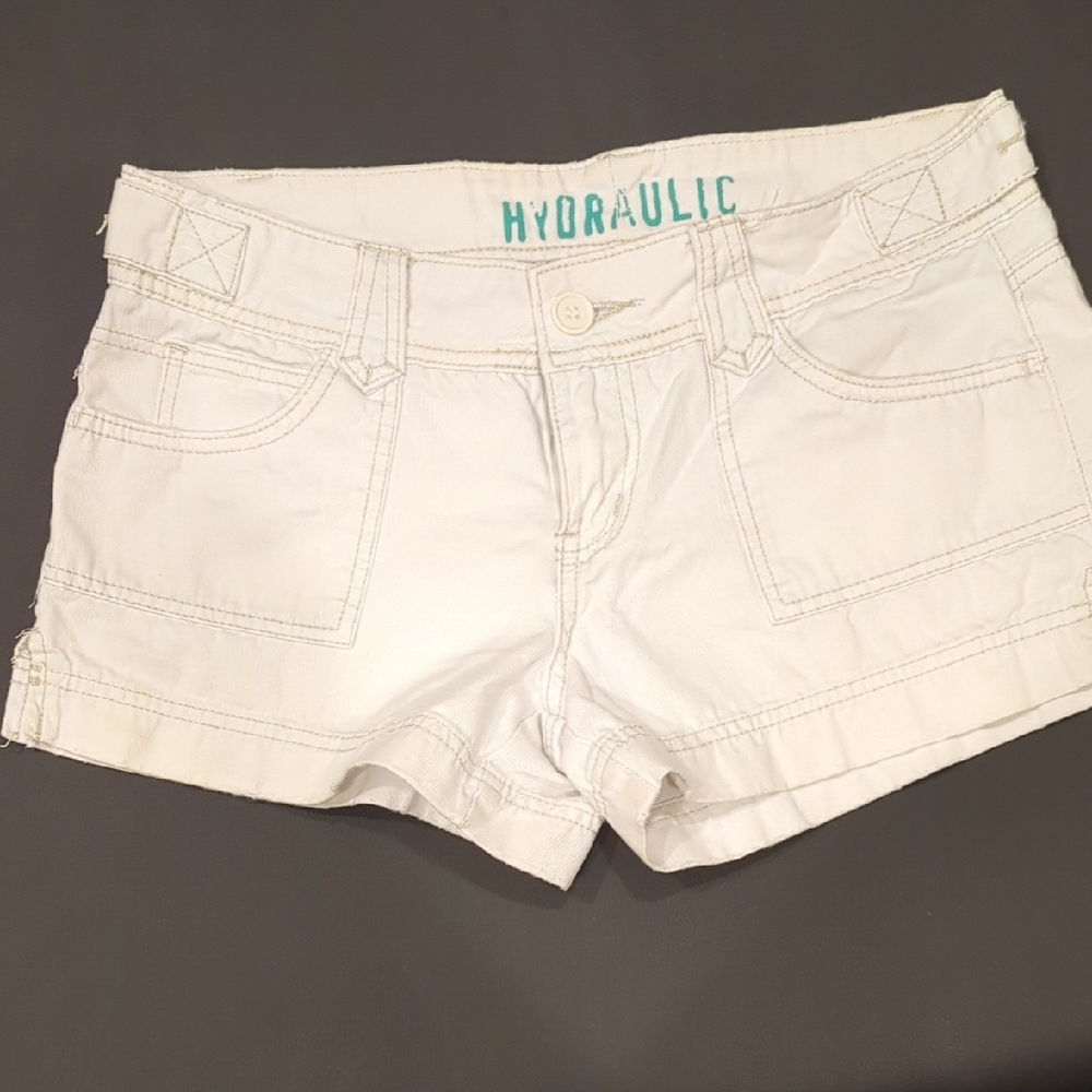 Hydraulic White Jean Shorts Low-Rise Classic